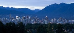 The Vancouver skyline at blue hour